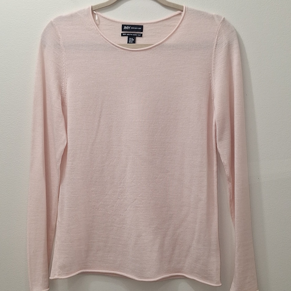 Jones New York Light Pink Extra Fine Merino Wool Long Sleeve Top Size M